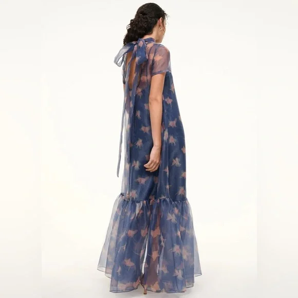 Staud Calluna Dress in Botanical Navy - Picture 3 of 7